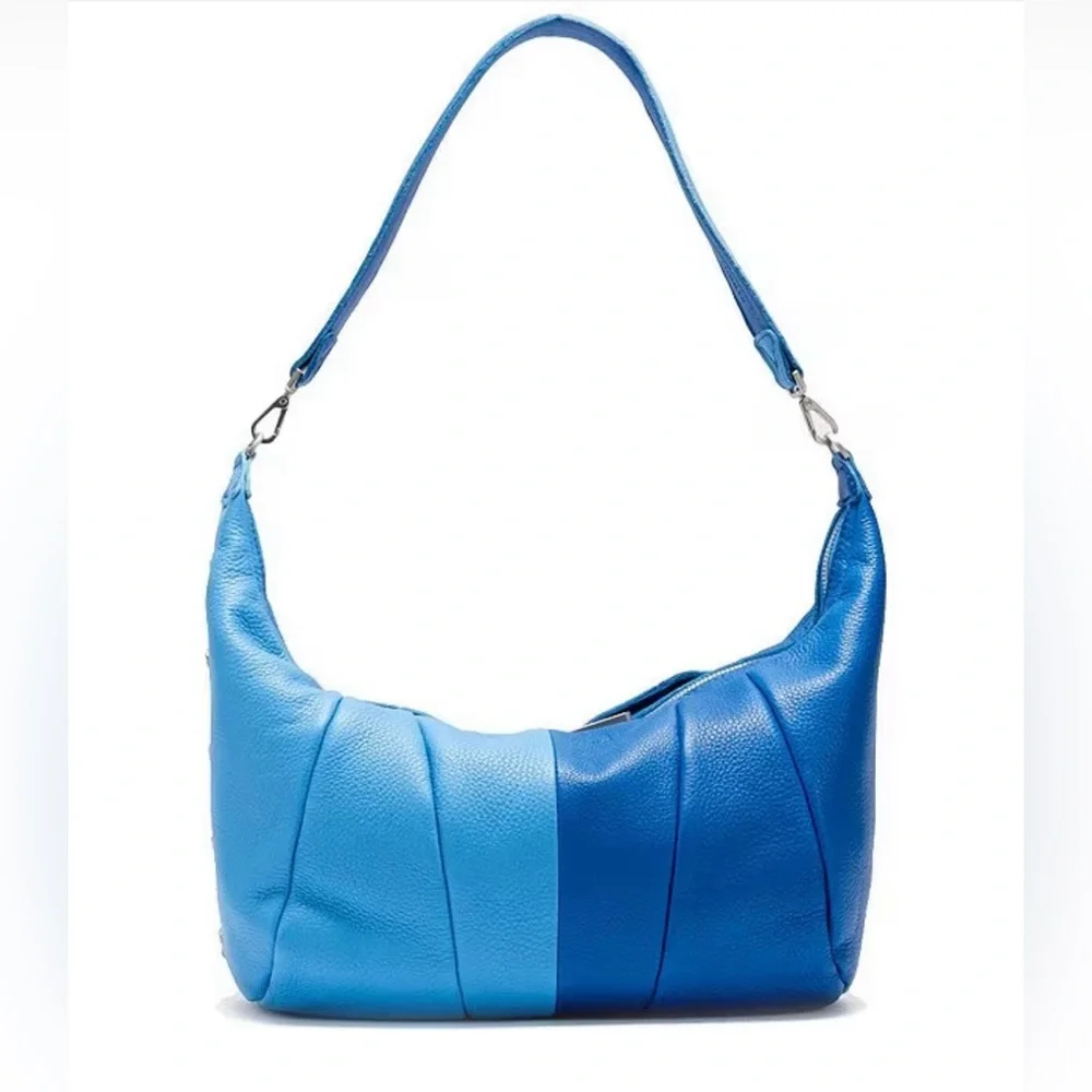Hammitt Morgan Leather Oasis Blue Color Blocked Shoulder Hobo Bag - Picture 1 of 7